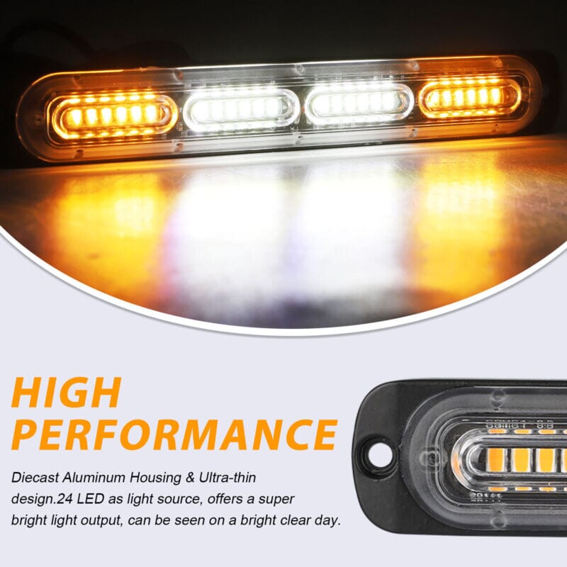 SMAXPro™ 24LED Strobe Light Bars(2X) - Amber/White, Warning Hazard, Flashing Beacon strobe light bar SMAXPro™ 