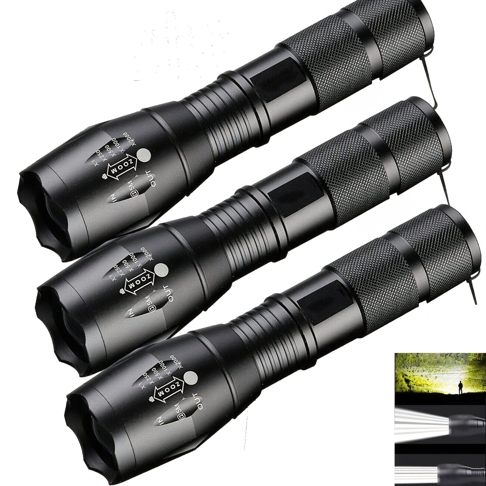 SMAXPro™ 3pk Tactical LED Zoomable Flashlights: Super Bright, 5 Modes, Waterproof tactical flashlight SMAXPro™ 