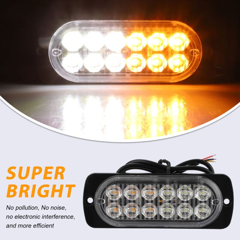 SMAXPro™ 4x 12LED Strobe Light Bars - Amber/White, Warning Hazard, Flashing Beacon strobe light bar SMAXPro™ 