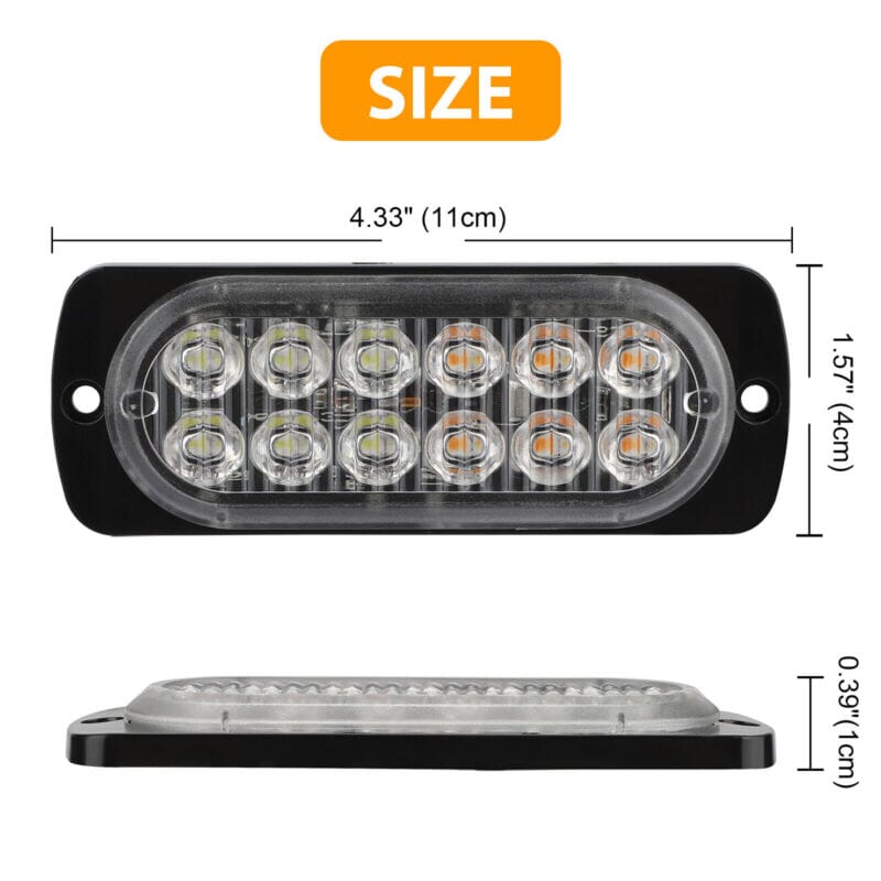 SMAXPro™ 4x 12LED Strobe Light Bars - Amber/White, Warning Hazard, Flashing Beacon strobe light bar SMAXPro™ 