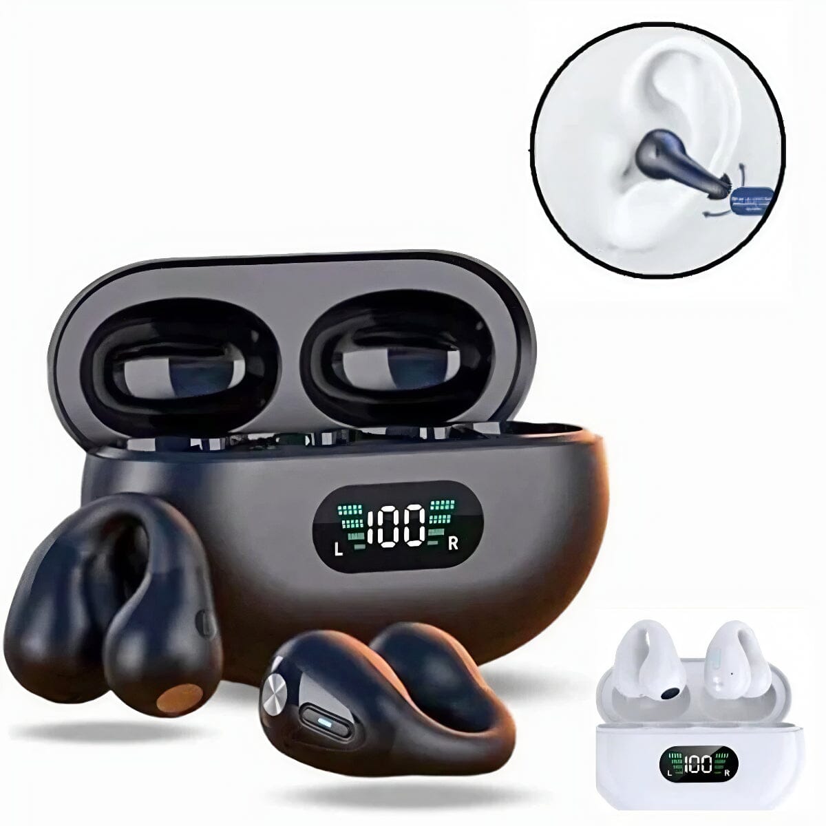 SMAXPro™ Bone Conduction Ear-Clip Bluetooth Headphones: Wireless Open-Ear Mic Headset bluetooth headphones SMAXPro™ Black 