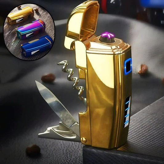 SMAXPro™ Electric Lighter + Multi-Tool Pocket Knife: Dual Arc Plasma, Flameless electric lighter SMAXPro™ Ice Gold 