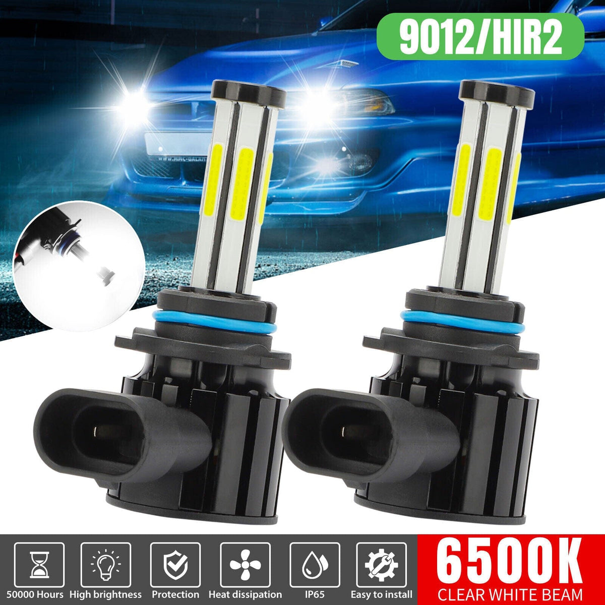 SMAXPro™ HIR2 LED Headlight Bulbs Kit: 9012, 6-sides, Hi-Low Beam, 6500K XBright car headlights SMAXPro™ 