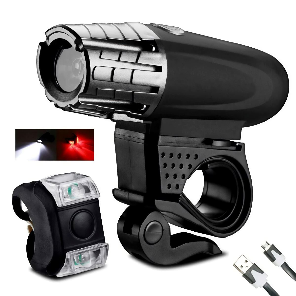 SMAXPro™ LED Rechargeable Bicycle Headlight Set: Front + Rear Bike Lamps, 8.4V, USB bike led SMAXPro™ 