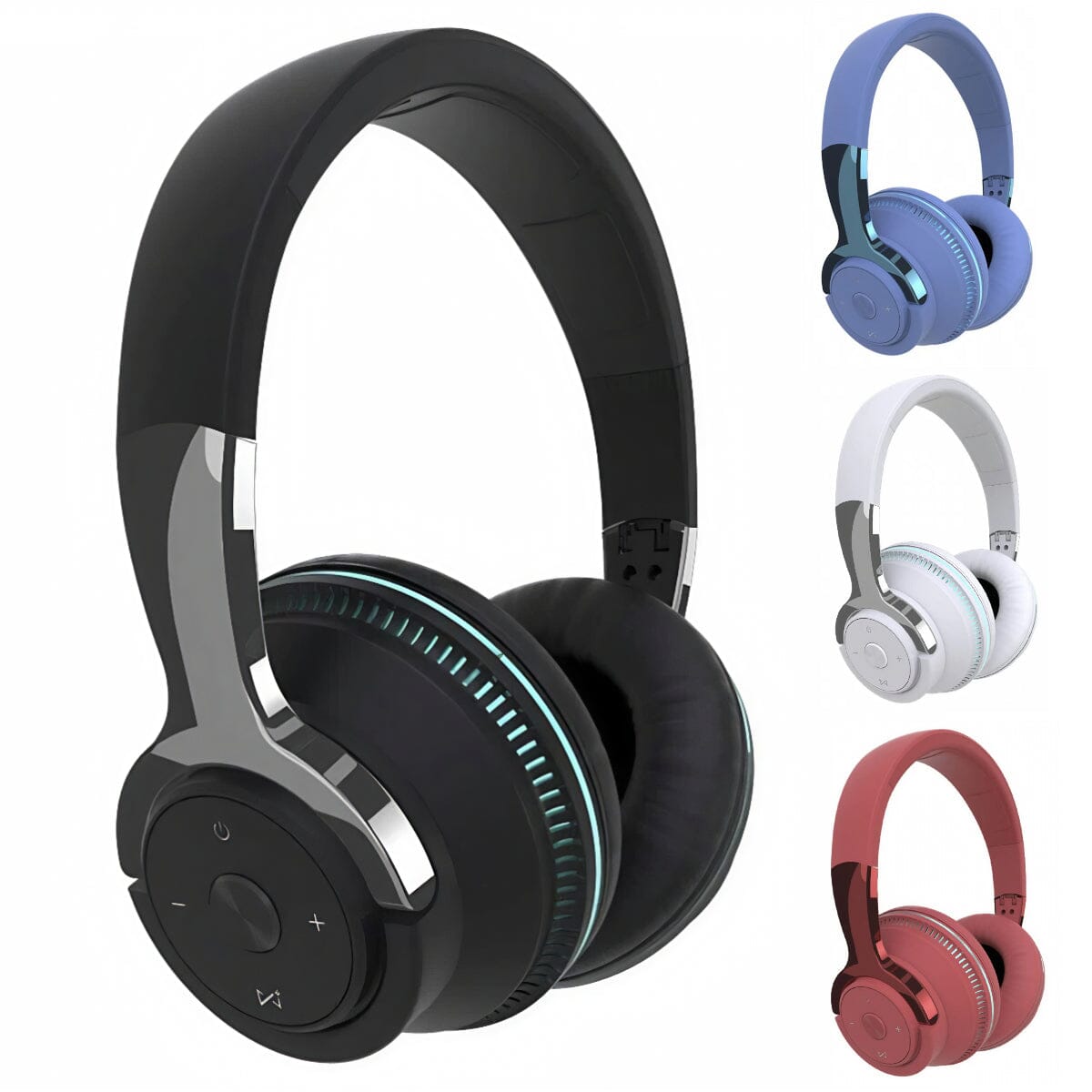 SMAXPro™ Over-Ear Bluetooth Headphones w/ Mic: LED Lights, Noise Cancelling, Stereo Bass, Foldable Wireless bluetooth headphones SMAXPro™ Black 