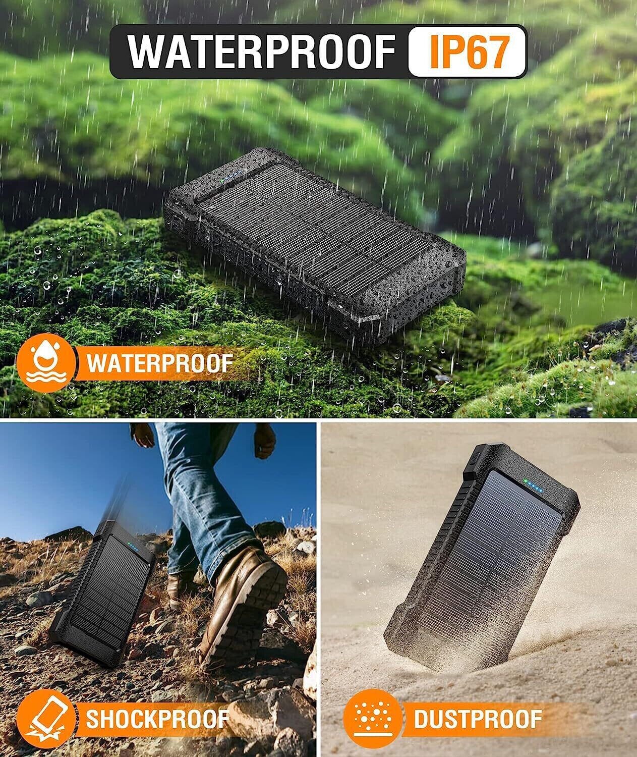 SMAXPro™ Portable Solar Power Bank: 30,000mAH, 2 USB Ports, Waterproof Cell Phone Charger power bank EliteDealsOutlet 