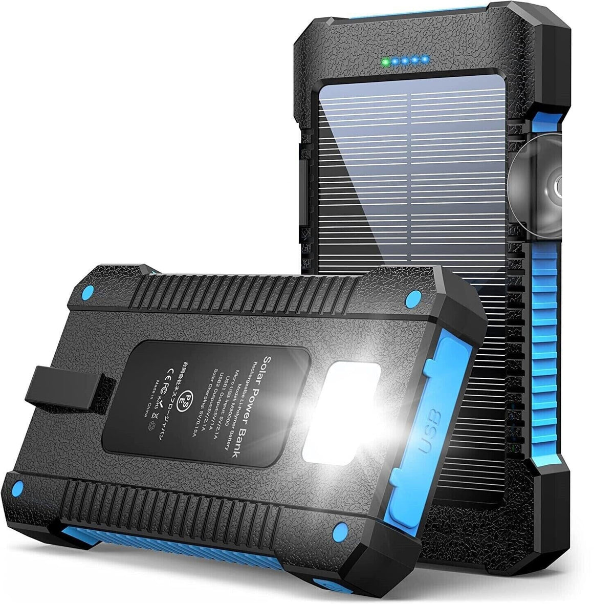 SMAXPro™ Portable Solar Power Bank: 30,000mAH, 2 USB Ports, Waterproof Cell Phone Charger power bank EliteDealsOutlet Blue 