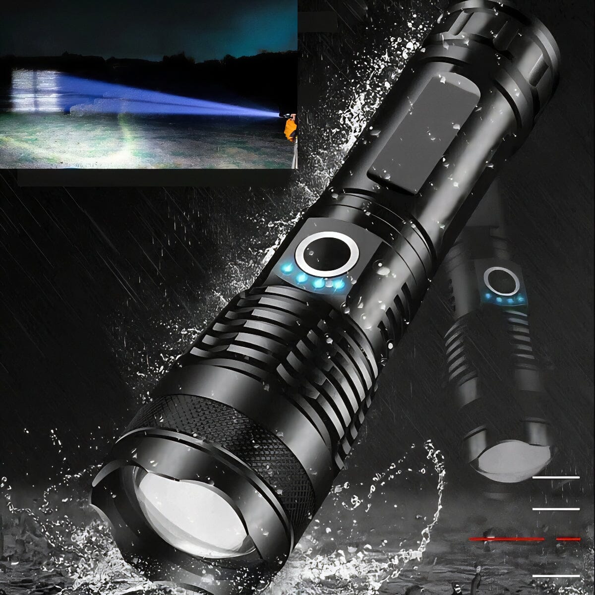 SMAXPro™ Powerful Rechargeable Zoom Flashlight: 4 Bulbs, XHP70.2 Core, Waterproof tactical flashlight SMAXPro™ 