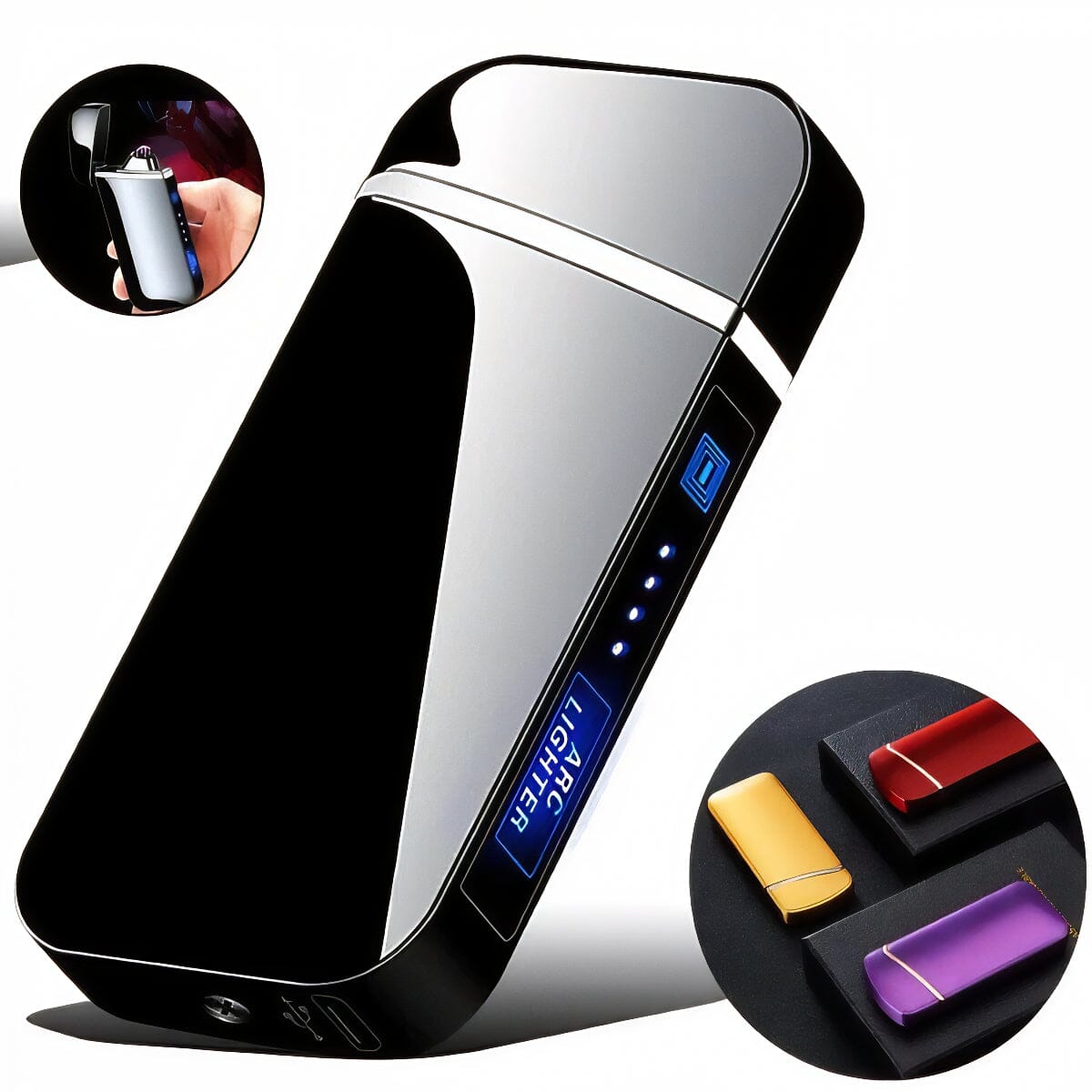 SMAXPro™ Stylish Electric Lighter: Dual Arc Plasma, Rechargeable, Waterproof electric lighter SMAXPro™ Black 