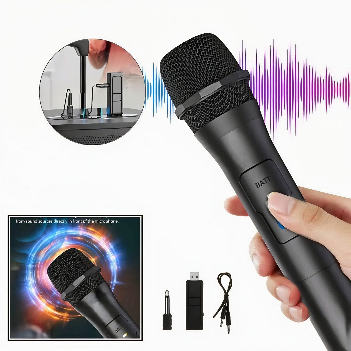 SMAXPro™ VHF Handheld Wireless Mic w/ USB Receiver: Karaoke Microphone System microphone SMAXPro™ 