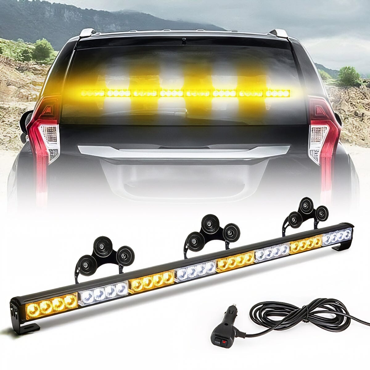 VMAXElite™ 35" Traffic Advisor: Amber/White Emergency Strobe Light Bar, Hazard Warning strobe light bar VMAXElite™ 