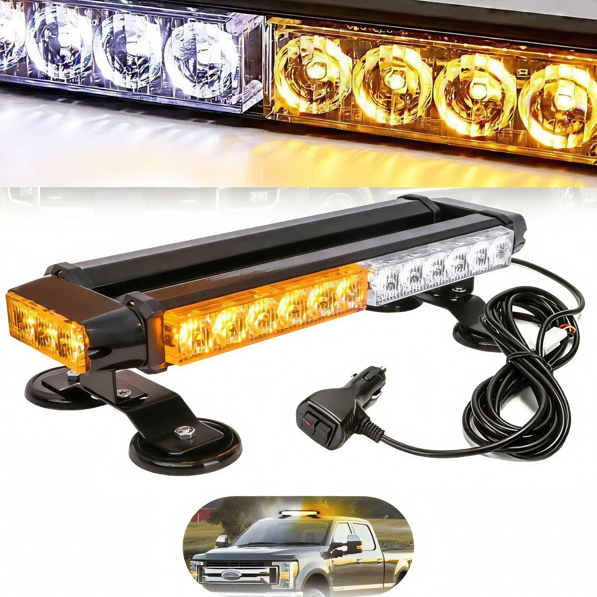 VMAXElite™ Rooftop Strobe Light Bar: LED Amber/White,Magnetic Flashing Warning Hazard, Traffic Advisor strobe light bar VMAXElite™ 