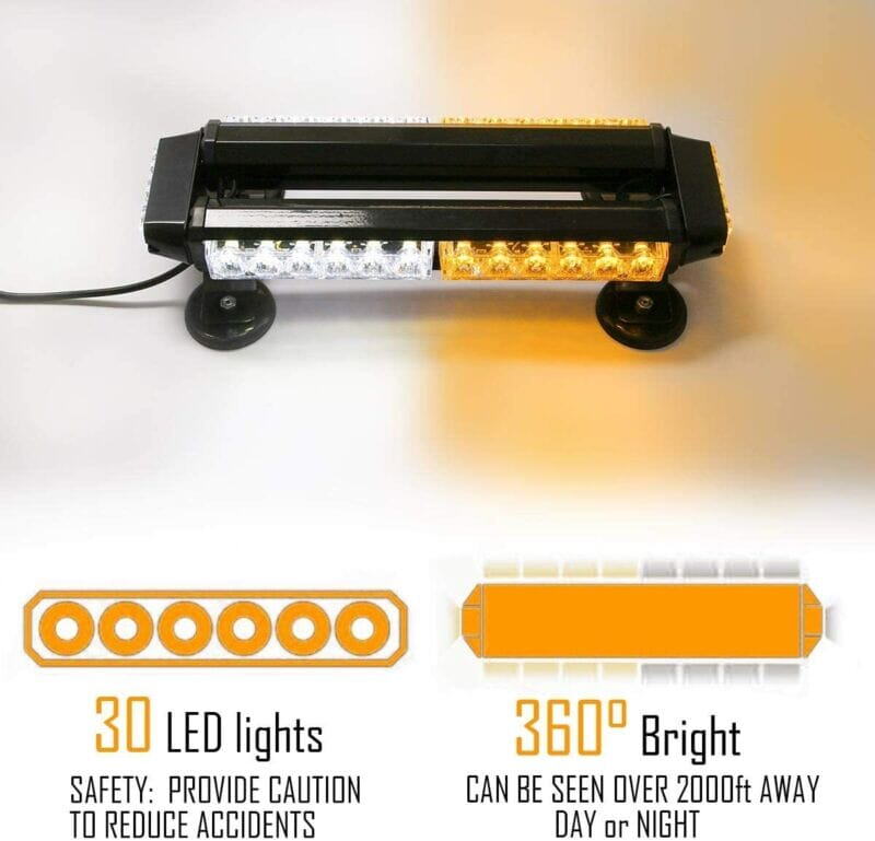 VMAXElite™ Rooftop Strobe Light Bar: LED Amber/White,Magnetic Flashing Warning Hazard, Traffic Advisor strobe light bar VMAXElite™ 