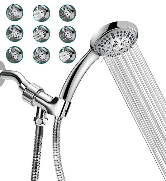 WASpa™ Deluxe Handheld Shower Head Set: Hose, 9 Modes, High Pressure, Mount shower head WASpa™ 