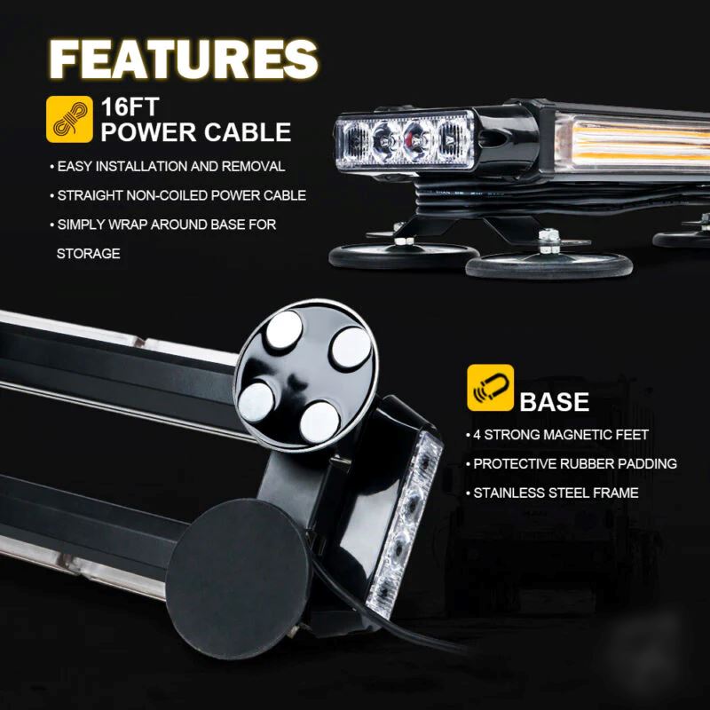 XPLEDPro™ Rooftop Strobe Light Bar: Amber/White, Magnetic Flashing Warning Hazard, Traffic Advisor strobe light bar XPLEDPro™ 