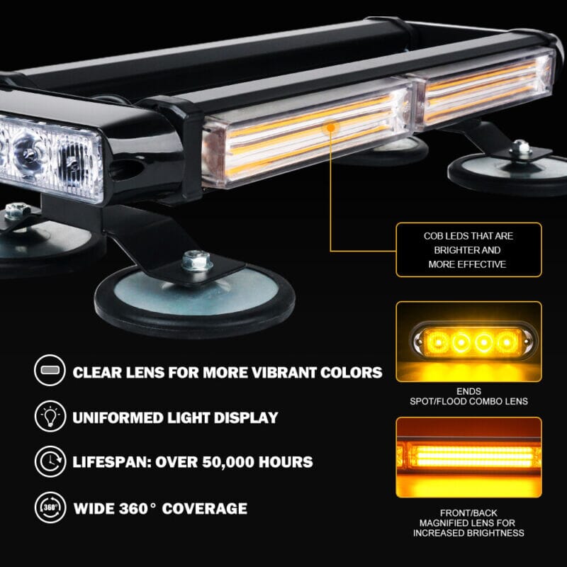 XPLEDPro™ Rooftop Strobe Light Bar: Amber/White, Magnetic Flashing Warning Hazard, Traffic Advisor strobe light bar XPLEDPro™ 