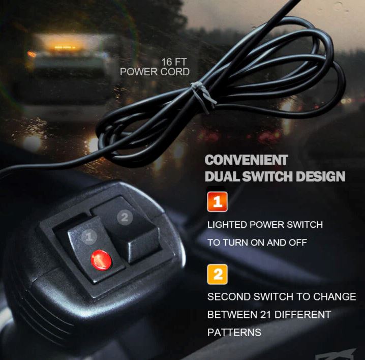 XPLEDPro™ Rooftop Strobe Light Bar: Amber/White, Magnetic Flashing Warning Hazard, Traffic Advisor strobe light bar XPLEDPro™ 