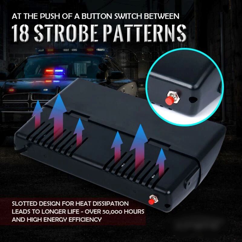 XPLEDPro™ Windshield Strobe Light Bar: 16 LED Amber/White, Flashing Warning Hazard strobe light bar XPLEDPro™ 