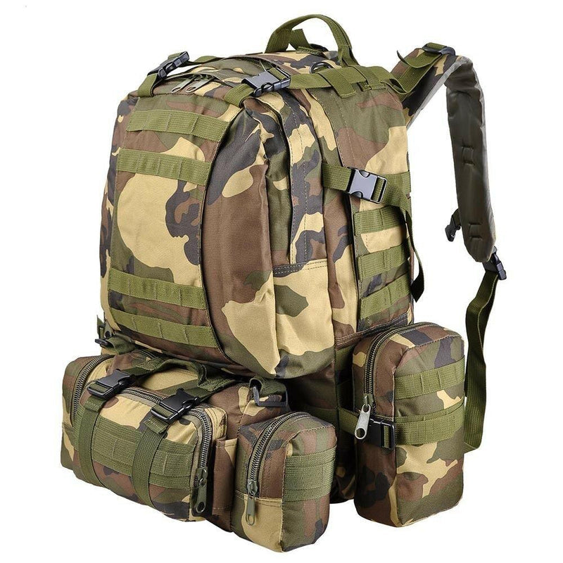 MROYALEX™ 55L Military Tactical PREMIUM Army Molle Rucksack Assault Backpack bags MRoyale™ Fashion Woodland Camo 