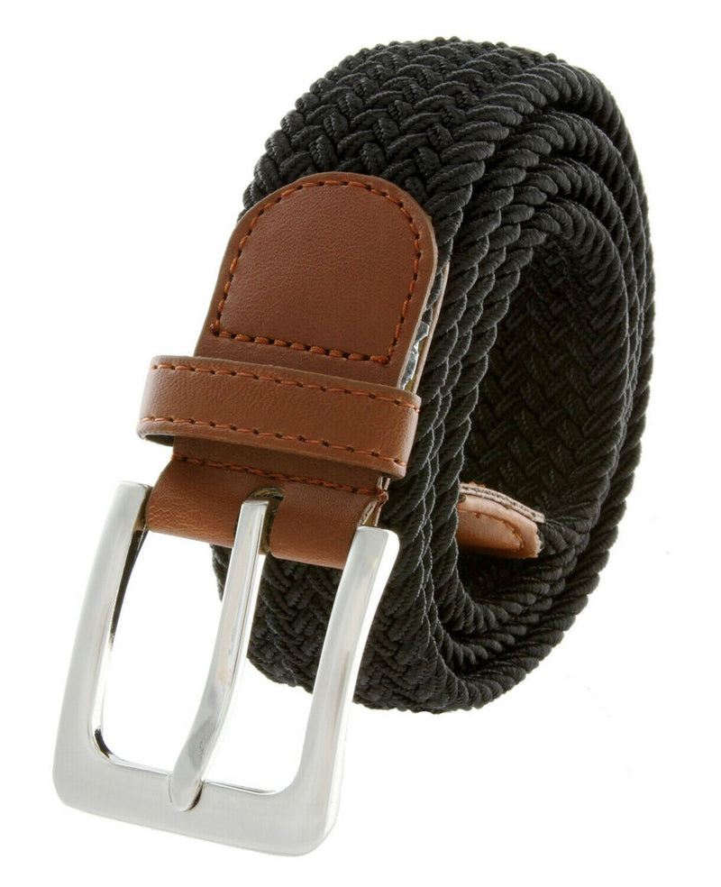 MROYALE™ Braided Canvas Belt | Elastic Stretch, Woven Fabric Men's Belt w/ Metal Buckle mens belts MRoyale™ Black S (28-32) 
