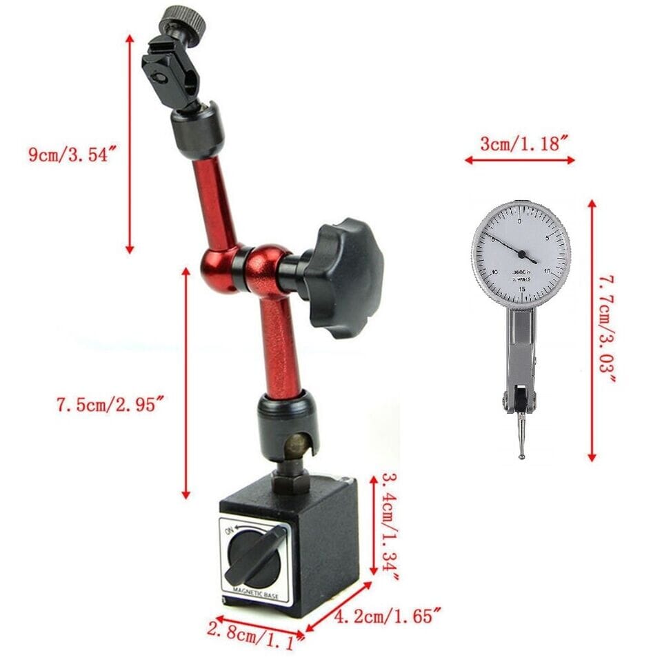 ACEPro™ Dial Test Indicator + Magnetic Base Holder: Accurate, 0.01mm, Universal, Metal dial test indicator ACEPro™ 