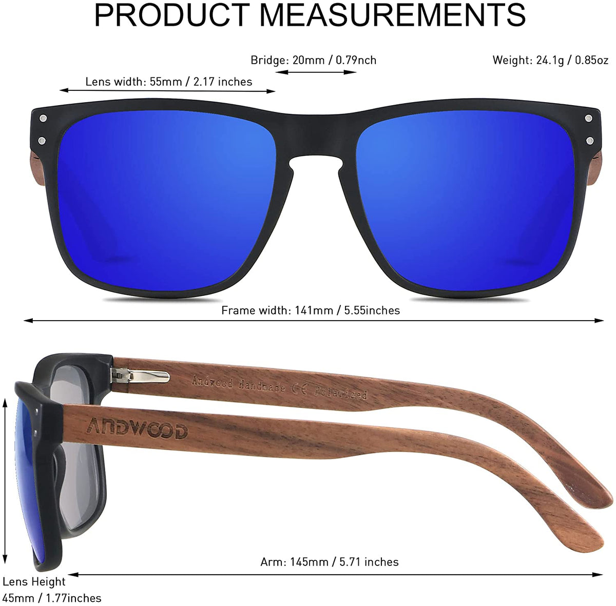 AWXPRO™ Wooden Frame Polarized Sunglasses | Unisex, UV400, Natural Wood Design Sunglasses AWXPRO™ 