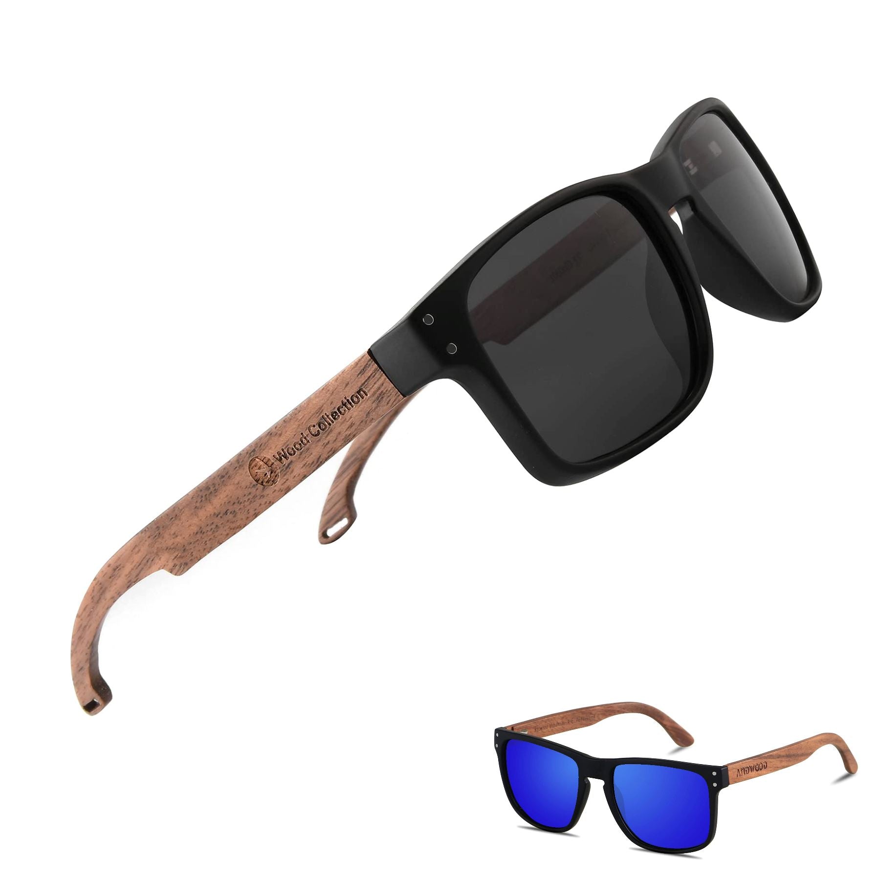 AWXPRO™ Wooden Frame Polarized Sunglasses | Unisex, UV400, Natural Wood Design Sunglasses AWXPRO™ Black 