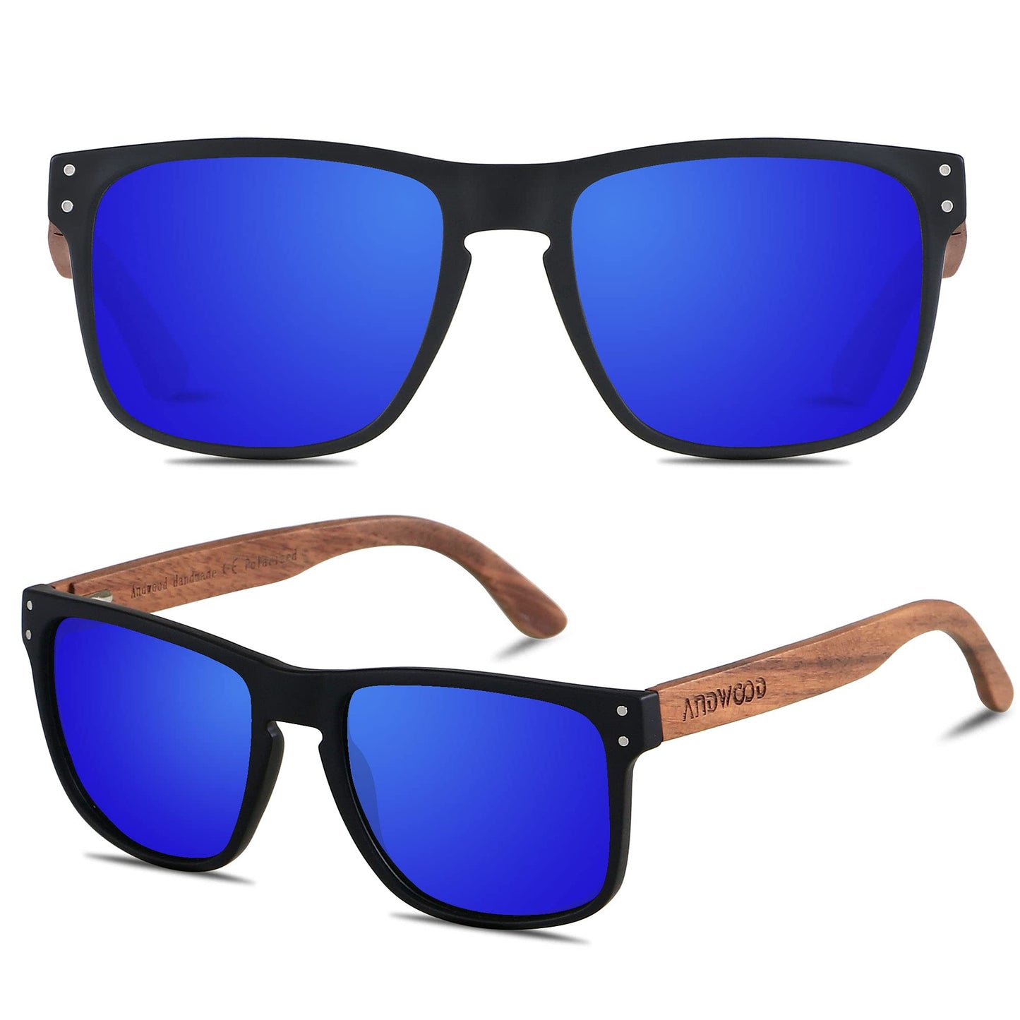 AWXPRO™ Wooden Frame Polarized Sunglasses | Unisex, UV400, Natural Wood Design Sunglasses AWXPRO™ Blue 