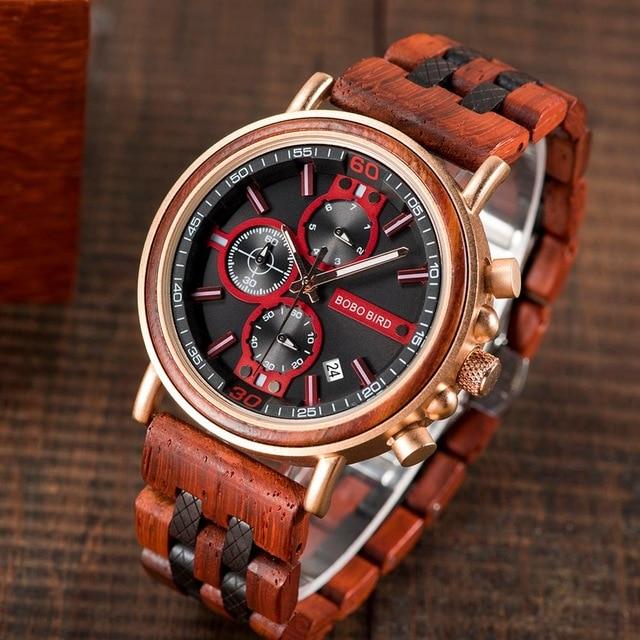 BBWood™ Men's Genuine Wooden Chronograph Watch Wood Watch BBWood™ Fashion Mahogany 