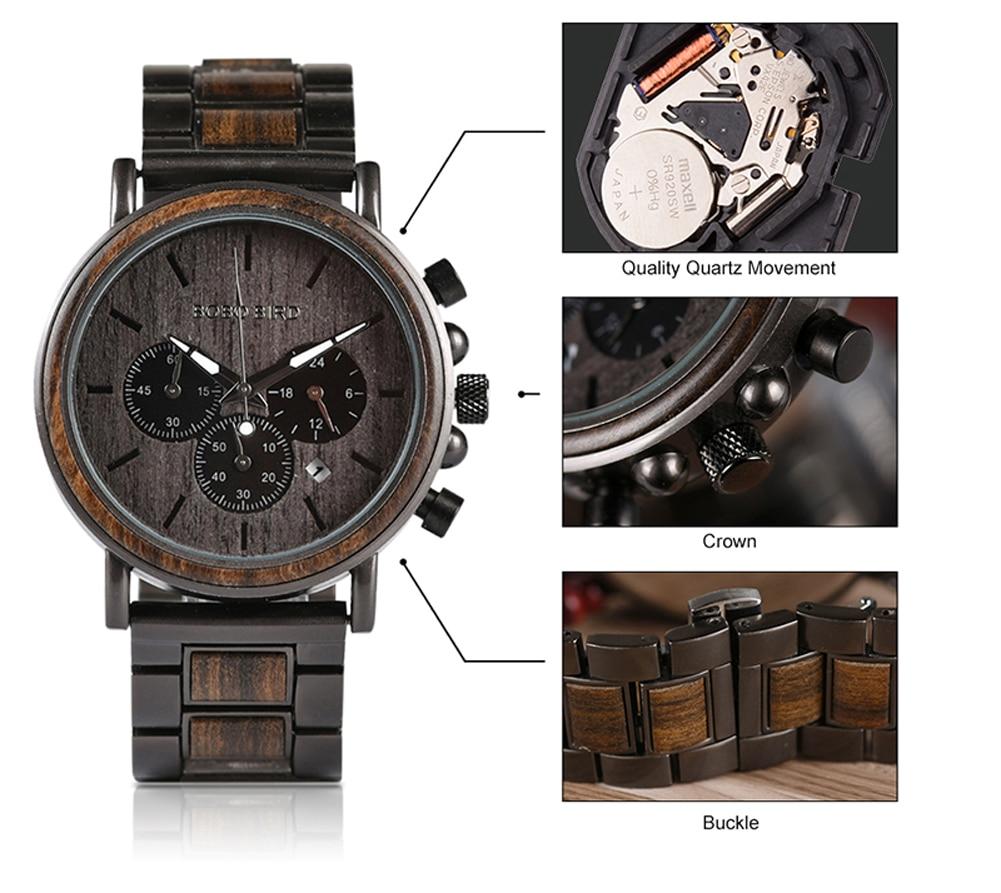 BBWood™ Men&#39;s Genuine Wooden Luxury Military Quartz Gray Wrist Wood Watch wood watch BBWood™ Fashion 