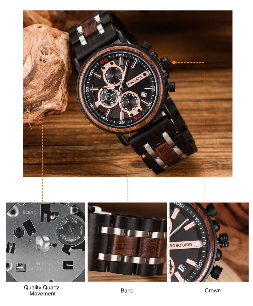 BBWood™ Men&#39;s Genuine Wooden Luxury Military Quartz Vintage Wrist Wood Watch wood watch BBWood™ Fashion 