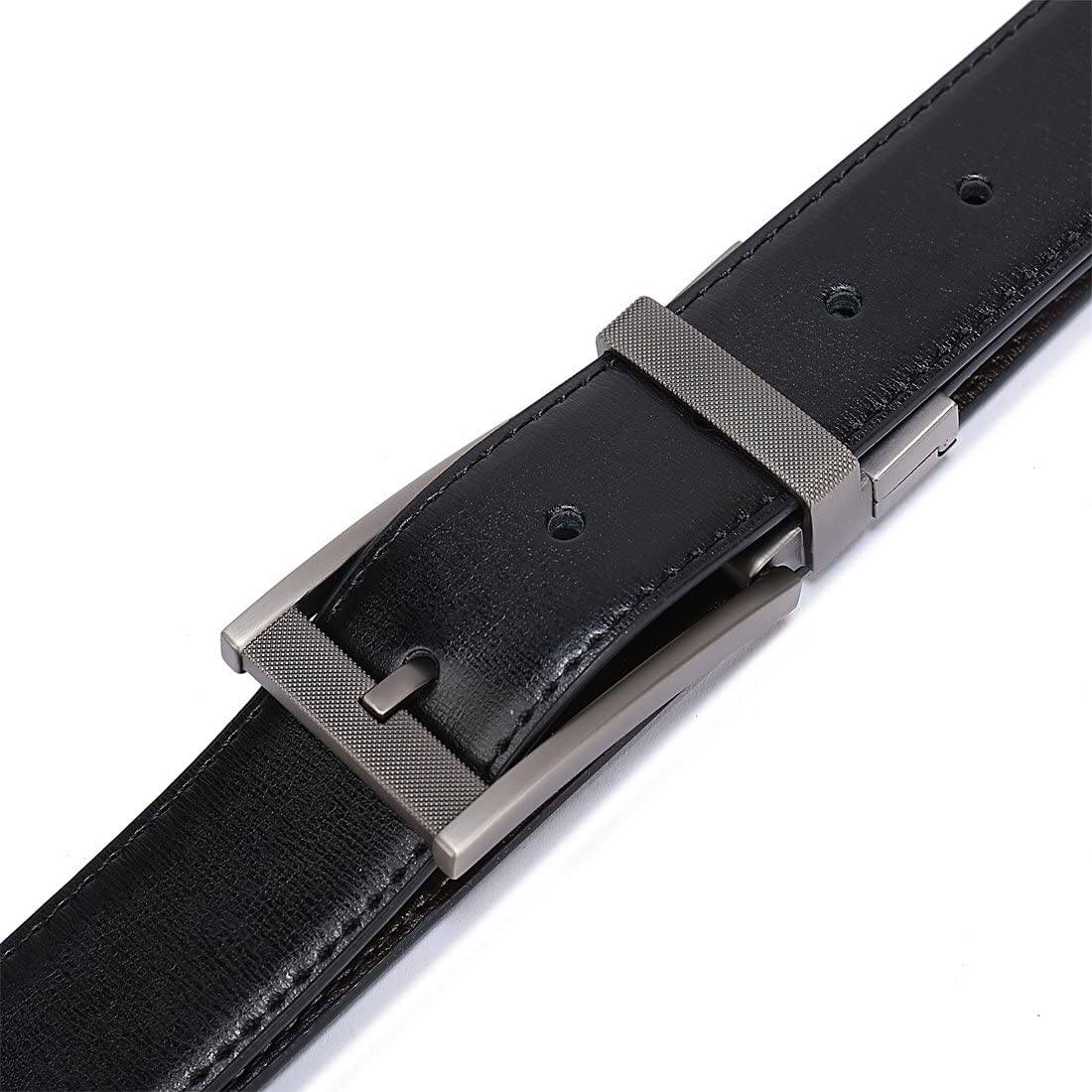 MRoyale™ Men's Reversible Leather Belt | 1.25” Waist Strap Silver Buckle | 2-in-1 Design mens belts MRoyale™ 