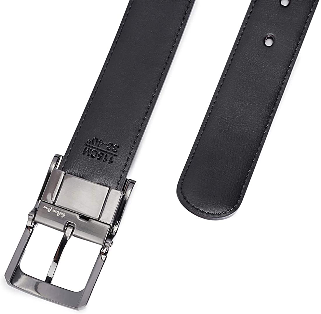 MRoyale™ Men's Reversible Leather Belt | 1.25” Waist Strap Silver Buckle | 2-in-1 Design mens belts MRoyale™ 