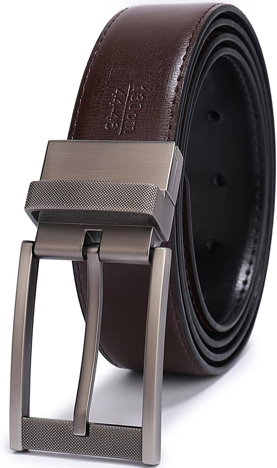 MRoyale™ Men's Reversible Leather Belt | 1.25” Waist Strap Silver Buckle | 2-in-1 Design mens belts MRoyale™ 
