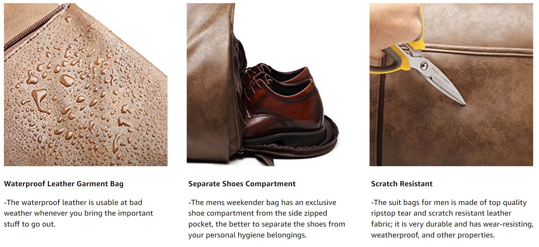 BLGarment™ Men's Leather 2-in-1 Garment + Duffel Convertible Large Weekend Travel Bag Duffle Travel Bag BLGarment™ 