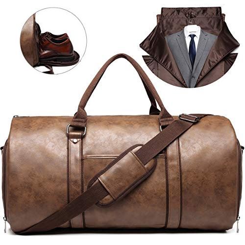 BLGarment™ Men's Leather 2-in-1 Garment + Duffel Convertible Large Weekend Travel Bag Duffle Travel Bag BLGarment™ 