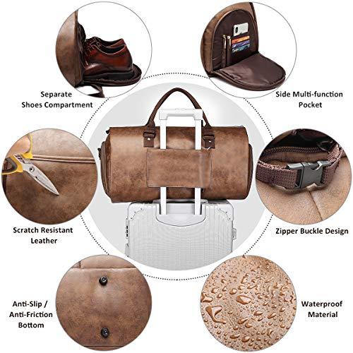 BLGarment™ Men&#39;s Leather 2-in-1 Garment + Duffel Convertible Large Weekend Travel Bag Duffle Travel Bag BLGarment™ 