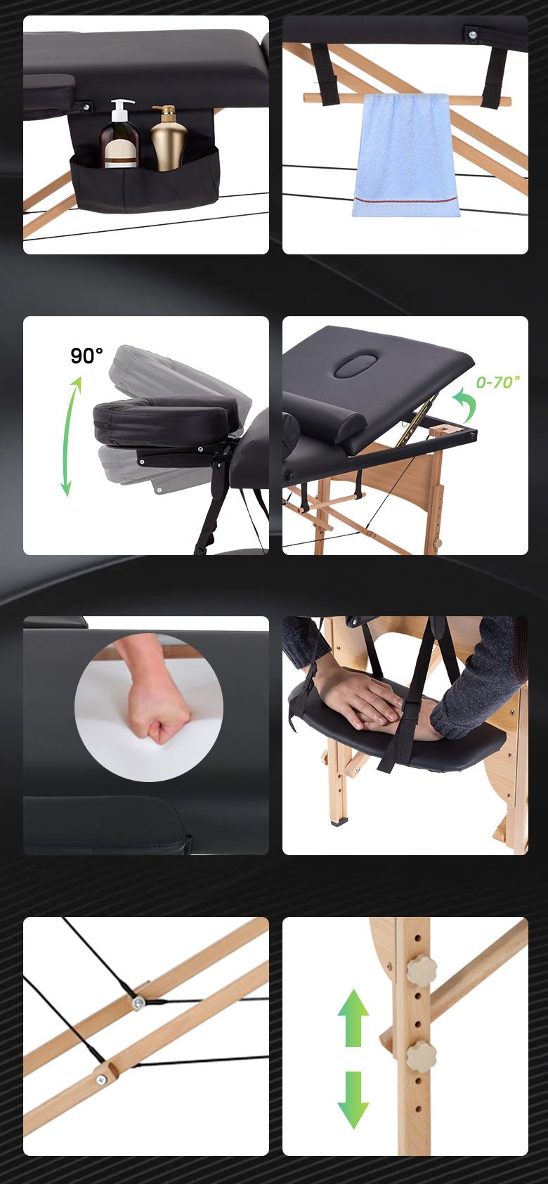 BMASSAGEX™ PRO Adjustable Backrest 84&quot; Massage Table | Folding Portable Bed, Salon, Spa massage table BMASSAGEX™ 