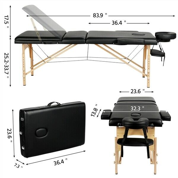 BMASSAGEX™ PRO Adjustable Backrest 84&quot; Massage Table | Folding Portable Bed, Salon, Spa massage table BMASSAGEX™ 