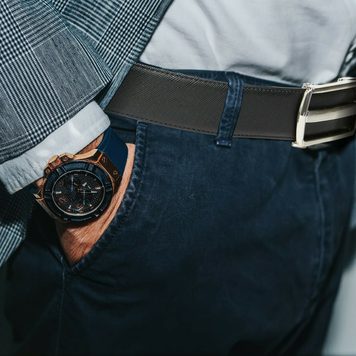 MRoyale™ Leather Ratchet Belt | Men&#39;s 1.3&quot; Wide Automatic Slide Buckle | Brushed Nickle mens belts MRoyale™ 