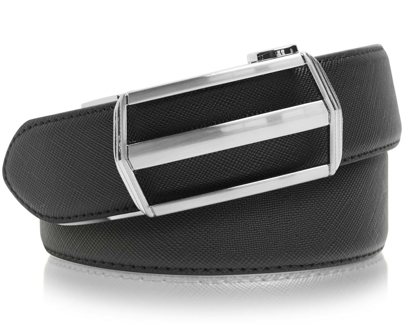 MRoyale™ Leather Ratchet Belt | Men's 1.3" Wide Automatic Slide Buckle | Brushed Nickle mens belts MRoyale™ 