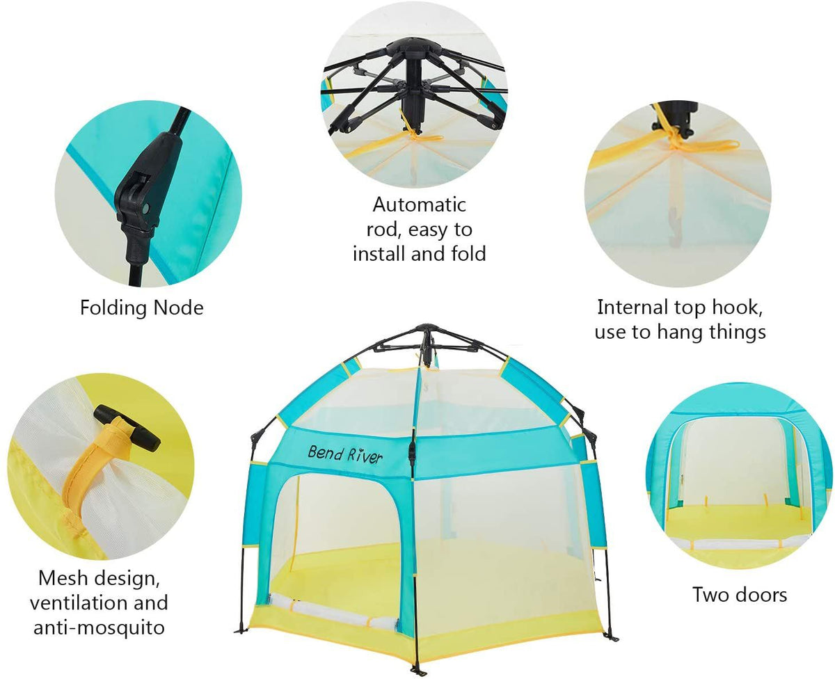 BRiverLux™ Foldable Baby Playpen w/ Canopy: Play Yard Tent Indoor/Outdoor Net BRiverLux™ 