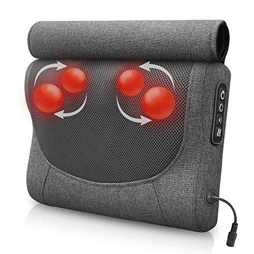 SMAXPRO™ Shiatsu Massage Pillow with Heat, Small Portable Massager for Neck,  Shoulders, Back, Foot and Lumbar, Kneading