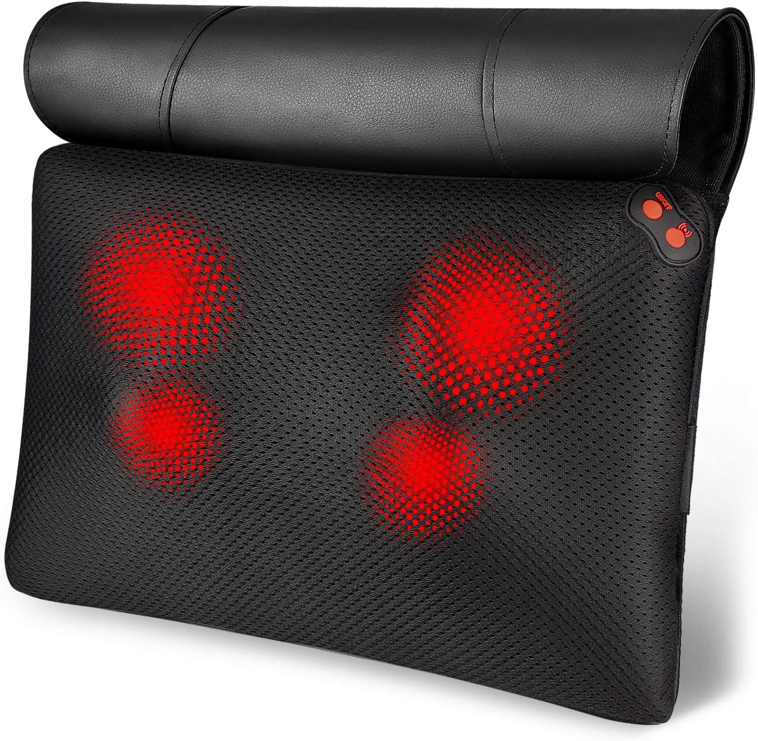COMFYPRO™ Large Back & Neck Shiatsu Massage Pillow w/ Heat - Reversible Deep Kneading neck massager COMFYPRO™ Black 