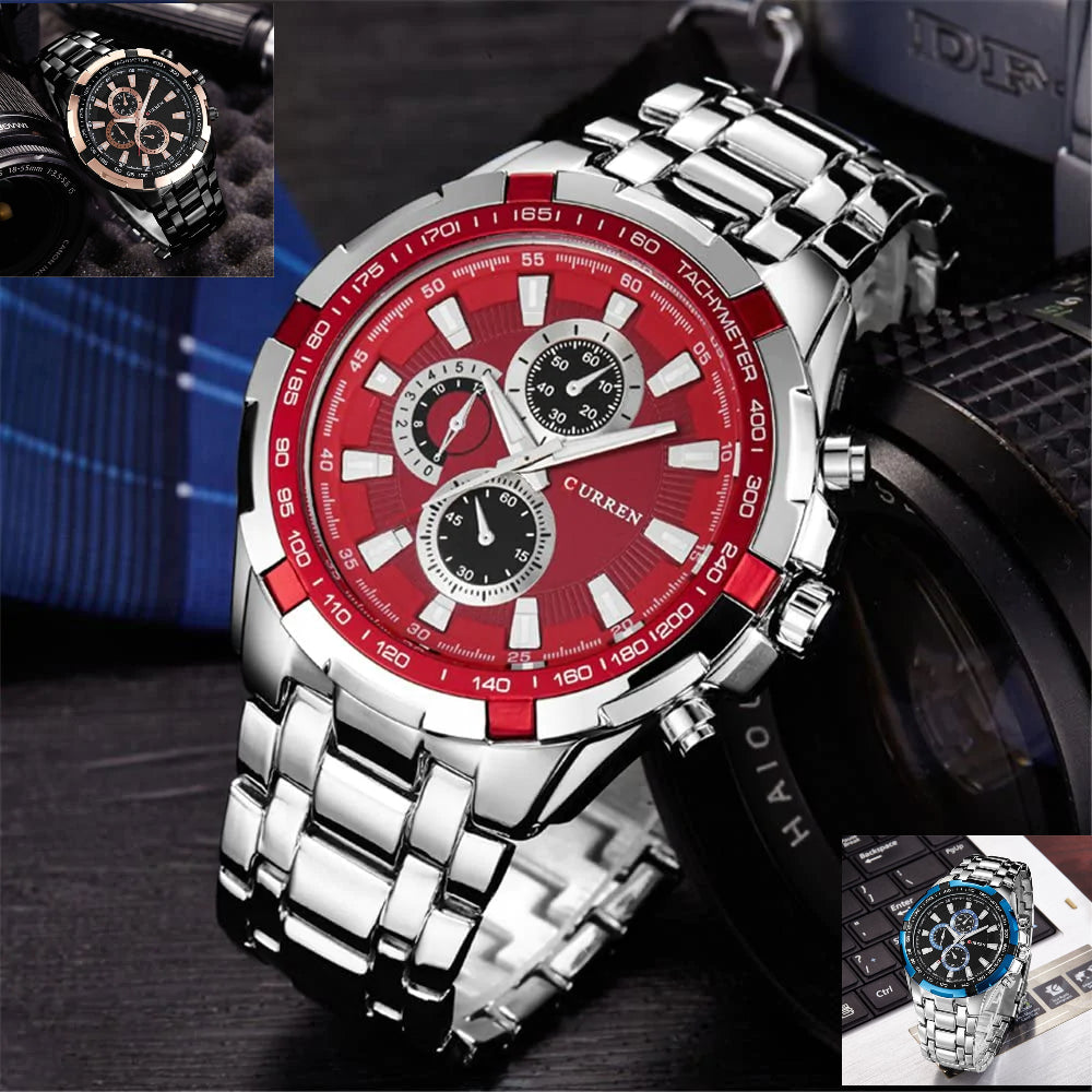 CRNXPro™ Men&#39;s Stainless Steel Quartz Waterproof Wristwatch Wristwatches CRNXPro™ Red 