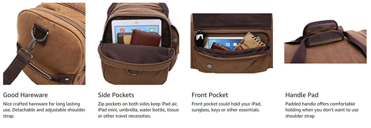 CrossLX™ Men&#39;s Canvas Travel Gym Duffle Weekend Bag w/ Leather Accent Duffle Travel Bag CrossLX™ 
