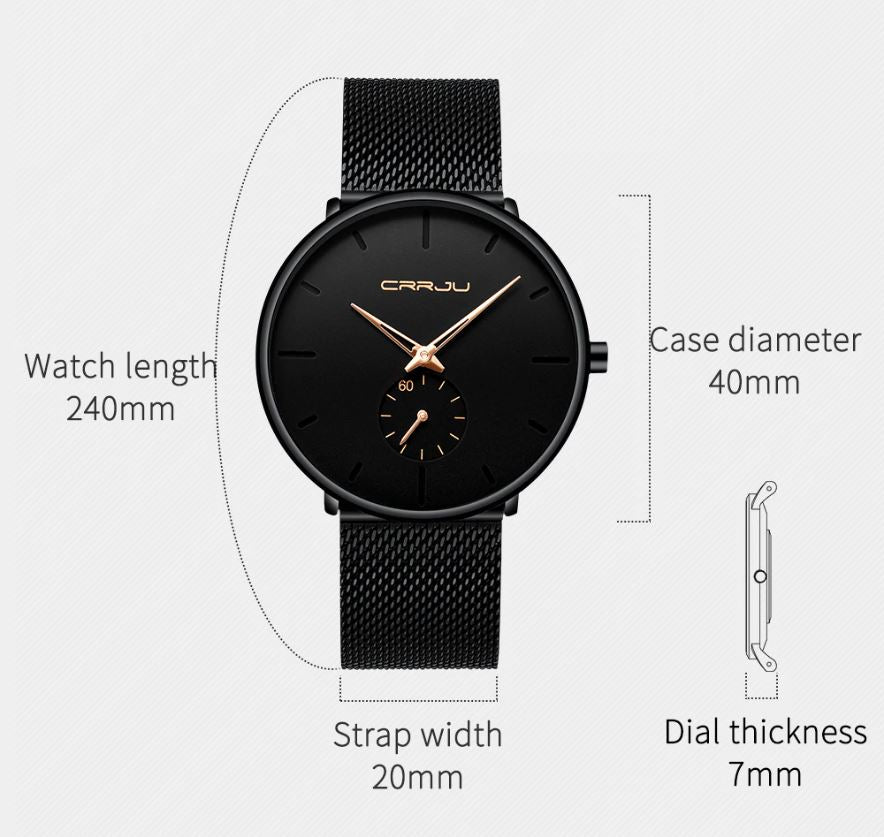 CRR™ Men&#39;s Minimalist Ultra Slim Black Watch Casual Watch CRR™ Fashion 