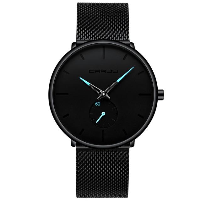 CRR™ Men's Minimalist Ultra Slim Black Watch Casual Watch CRR™ Fashion Black-Blue 