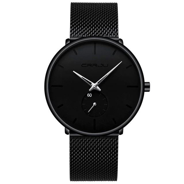 CRR™ Men&#39;s Minimalist Ultra Slim Black Watch Casual Watch CRR™ Fashion Black-Silver 