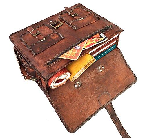 DHKFashion™ Handmade Leather 14-16&quot; Laptop Crossbody Messenger Distressed Briefcase Messenger Bag DHKFashion™ 